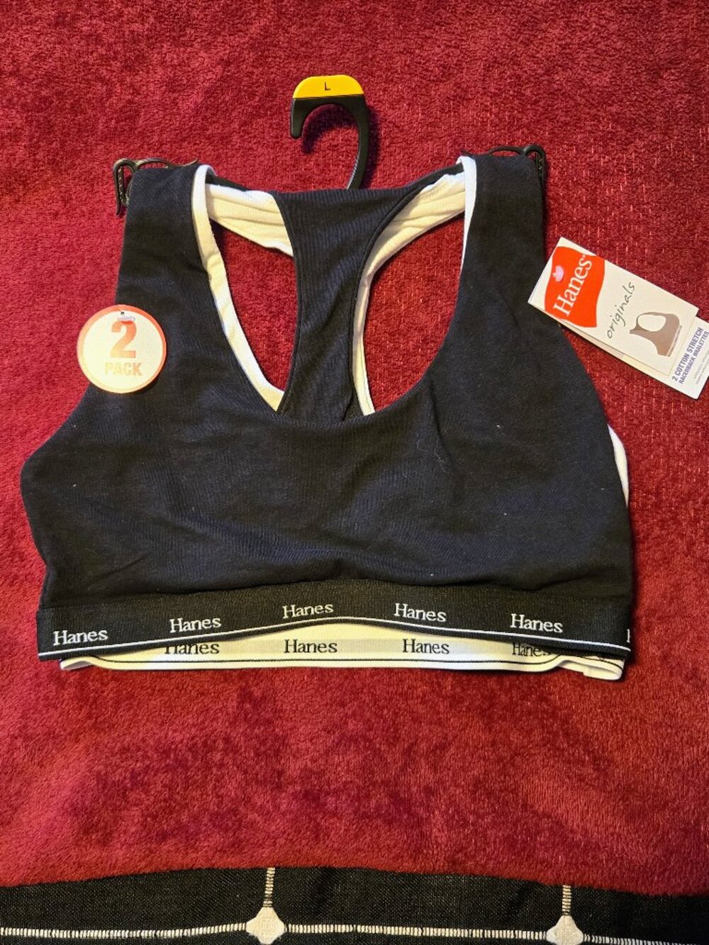 Brand New with Tags Hanes Racerback Sports Bra 2 pack Size Large